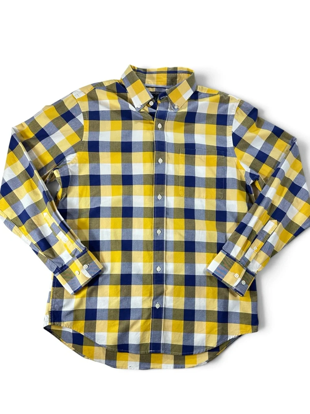Men’s Banana Republic Yellow & Blue Checked Button-Down Shirt L